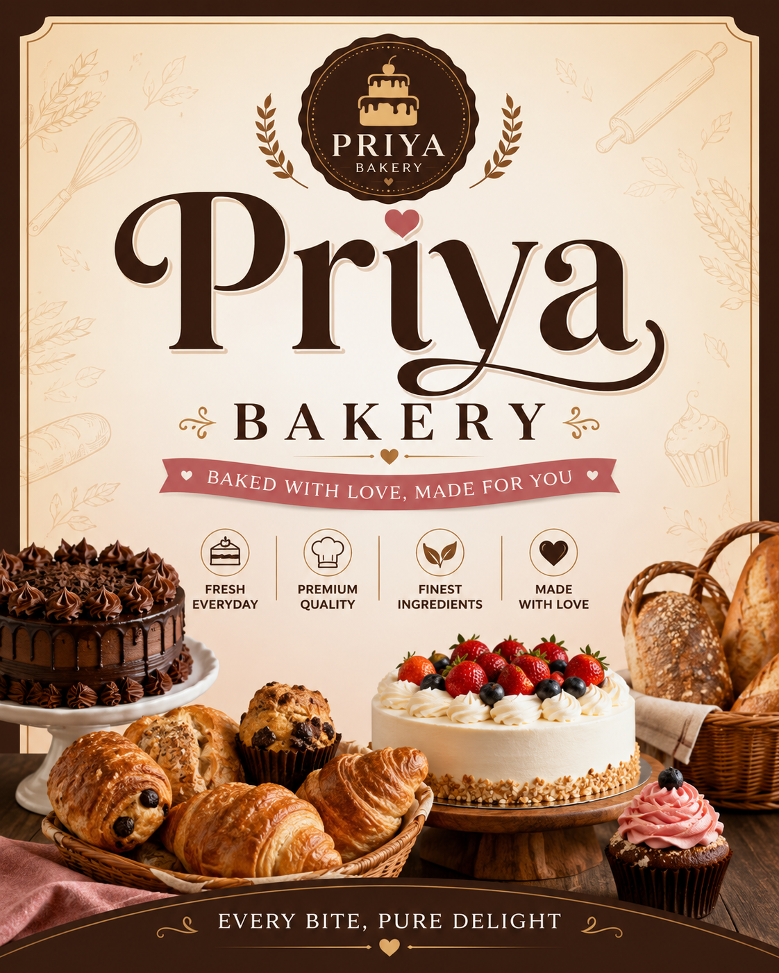 Priya Bakery Irinjalakuda | Fresh Cakes, Pastries & Bread Daily