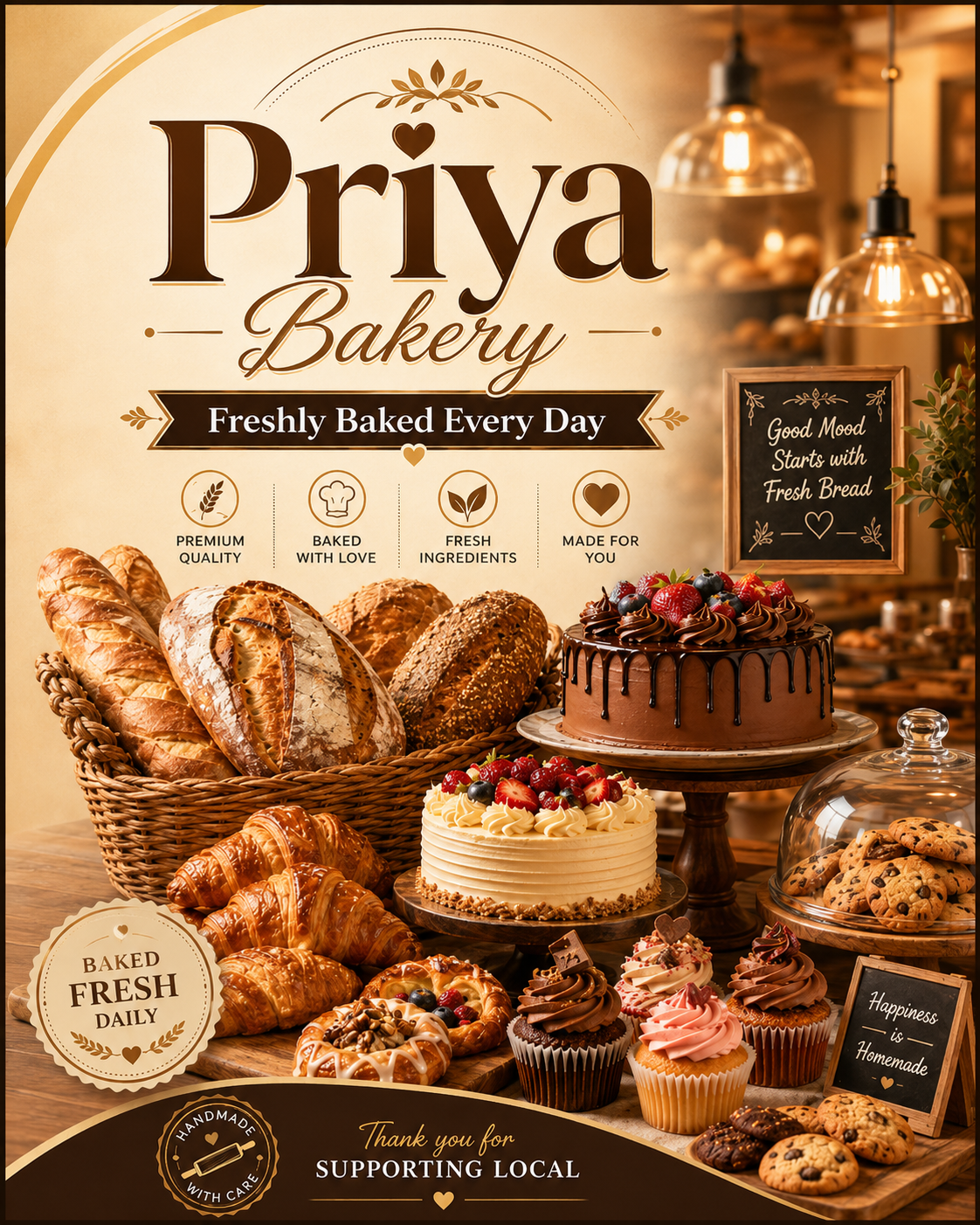 Priya Bakery Irinjalakuda | Fresh Cakes, Pastries & Bread Daily