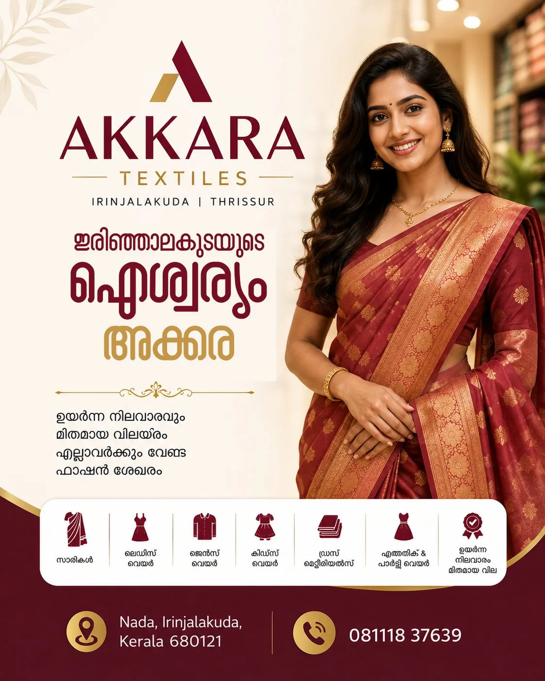 Akkara Textiles Irinjalakuda | Best Textile & Readymade Garments Store in Thrissur